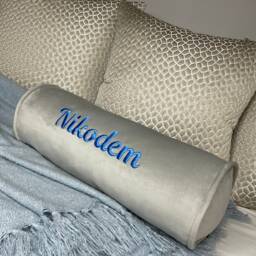 "Personalised Name Bolster Cushion, Embroidered 16""x 6" - thumbnail 1