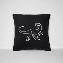 Raptor Dinosaur Print Pillow Case Minimalist Cotton Cushion Cover - thumbnail 1