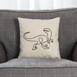 Raptor Dinosaur Print Pillow Case Minimalist Cotton Cushion Cover - thumbnail 2