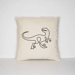Raptor Dinosaur Print Pillow Case Minimalist Cotton Cushion Cover - thumbnail 3