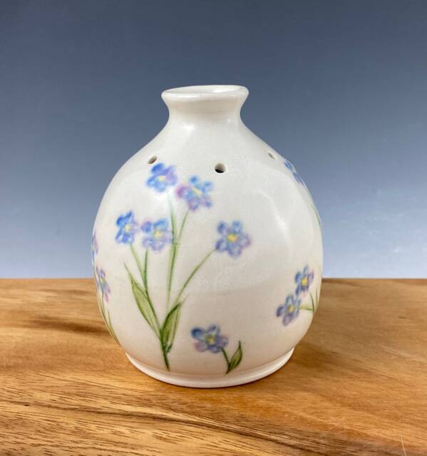 Handmade Pottery Bud Vase Forget-Me-Not Pansy Pot, Essential Oil Reed Diffuser - image 1