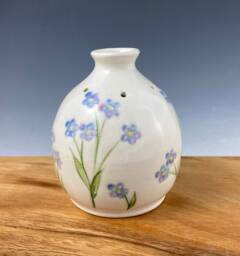 Handmade Pottery Bud Vase Forget-Me-Not Pansy Pot, Essential Oil Reed Diffuser - thumbnail 1