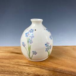 Handmade Pottery Bud Vase Forget-Me-Not Pansy Pot, Essential Oil Reed Diffuser - thumbnail 2