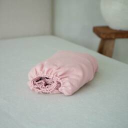 Dusty Rose Linen Fitted Sheet, Deep Pocket, Custom Size - thumbnail 3