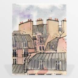 Paris Rooftops Watercolor Art Print Parisian Skyline Decor - thumbnail 2