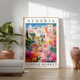 Algeria Flower Market Print North Africa Botanical Wall Art - thumbnail 3