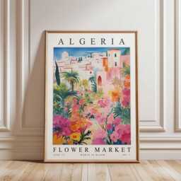 Algeria Flower Market Print North Africa Botanical Wall Art - thumbnail 2