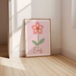 Personalized Mermaid & Floral Girls Room Prints Gallery Wall Art Set - thumbnail 3