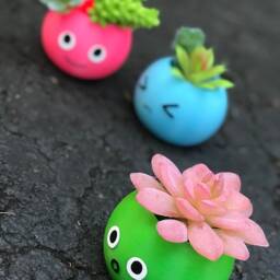 Puff Planter, Smiley Face, Father's Day Gift, Surprised Plant Dad, Birthday Gift, Annoyed Sadly Face, Emoji Planter - thumbnail 4