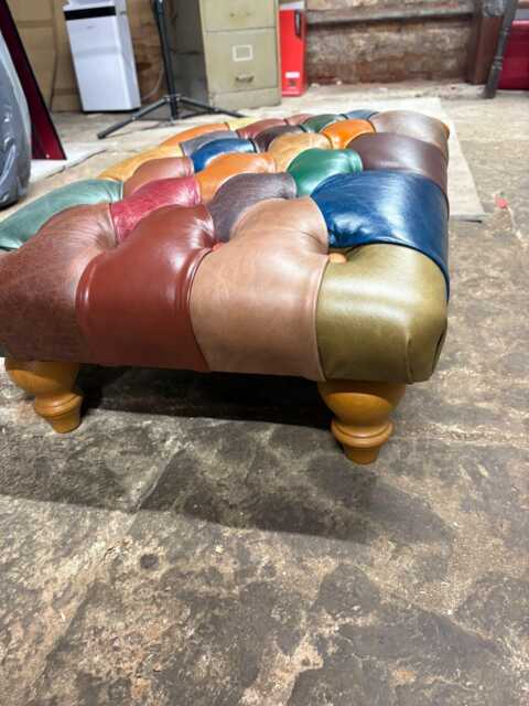 Real Leather Harlequin Multicoloured Footstool 800500mm - image 1
