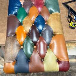 Real Leather Harlequin Multicoloured Footstool 800500mm - thumbnail 3