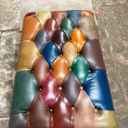Real Leather Harlequin Multicoloured Footstool 800500mm - thumbnail 4