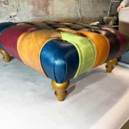 Real Leather Harlequin Multicoloured Footstool 800500mm - thumbnail 2