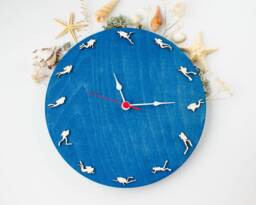Handmade Wooden Diving Clock Ocean Sea Decor - thumbnail 1