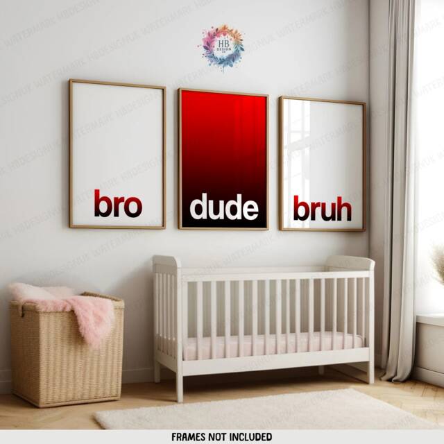 Red Boys Room Decor - Set Of 3 Prints - Teen Bedroom Art Boy Gamer Gift Bro Dude Bruh Gaming Wall Artwork Birthday Present Gifts - image 1