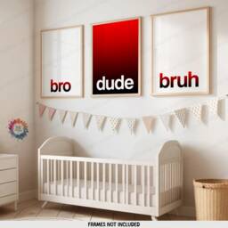 Red Boys Room Decor - Set Of 3 Prints - Teen Bedroom Art Boy Gamer Gift Bro Dude Bruh Gaming Wall Artwork Birthday Present Gifts - thumbnail 2