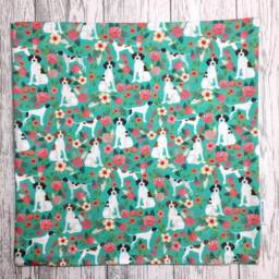 Pointer Dog Print Cushion Cover With Turquoise & Pink Floral Design - Home Decor, Pillow Cover, Home & Living, Decorative Pillow, 38x38cms - thumbnail 2