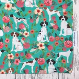 Pointer Dog Print Cushion Cover With Turquoise & Pink Floral Design - Home Decor, Pillow Cover, Home & Living, Decorative Pillow, 38x38cms - thumbnail 3