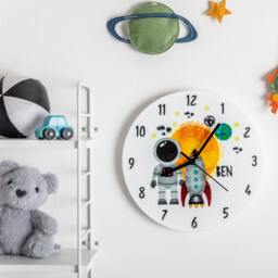 Outer Space Personalised Children's Wall Clock - Gift With Name Illustrated Acrylic Bedroom - thumbnail 3