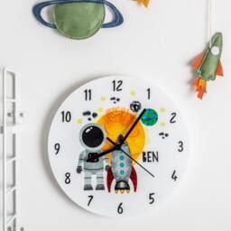 Outer Space Personalised Children's Wall Clock - Gift With Name Illustrated Acrylic Bedroom - thumbnail 2