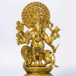 Brass 8 Hand Ganesha Statue 17-Inch Ashtabhuja Ganesh Idol, Multi Arm Ganpati Murti, Hindu God Sculpture, Home Temple Decor Gift - thumbnail 2