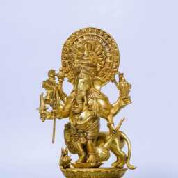 Brass 8 Hand Ganesha Statue 17-Inch Ashtabhuja Ganesh Idol, Multi Arm Ganpati Murti, Hindu God Sculpture, Home Temple Decor Gift - thumbnail 3