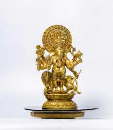 Brass 8 Hand Ganesha Statue 17-Inch Ashtabhuja Ganesh Idol, Multi Arm Ganpati Murti, Hindu God Sculpture, Home Temple Decor Gift - thumbnail 1