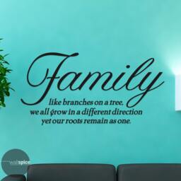 Family Like Branches On A Tree We All Grow in Different Direction Yet Our Roots Remain As One Vinyl Wall Decal Sticker - thumbnail 1