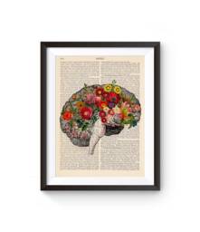 Brain Print With Flowers, Anatomy Print, Medical Poster, Vintage Illustration Print 023 - thumbnail 1