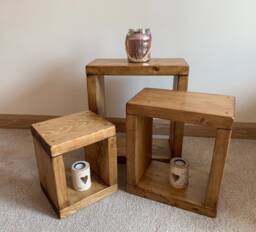 Nest Of Tables End Cubes Side Table Solid Wood Pine Oak
