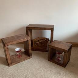 Nest Of Tables End Cubes Side Table Solid Wood Pine Oak - thumbnail 3