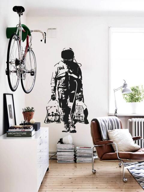 Wall Decal Banksy Astronaut, Street Art Wall-Decor, Spaceman, Graffiti Sticker, Art, Stencil Decal, Office & Home-Decor - image 1