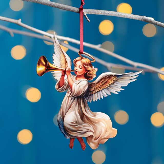 Trumpeting Angel Traditional Hanging Christmas Decoration - image 1