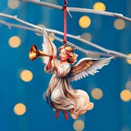 Trumpeting Angel Traditional Hanging Christmas Decoration