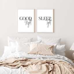 Goodnight Sleep Tight Prints Minimalist Bedroom Wall Art - Set Of 2 - thumbnail 2