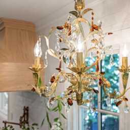Set Of 2 Italian Wrought Iron Chandeliers Ivory Crystal Chandeliers, 4 Arms - thumbnail 3