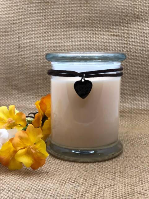 Hand Poured Soy Wax Candle 12 Oz Apothecary Jar With Cotton Wick - image 1