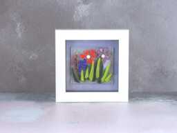 Flower Fused Glass Mini Framed Picture, Colourful Gift, Lover New Home Present - thumbnail 1