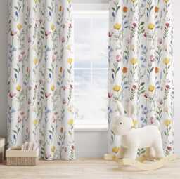 Watercolour Flower Curtains, Blackout Or Non Blackout, Curtains With Eyelets, Pencil Pleat Rod Pocket, Floral Home Decor