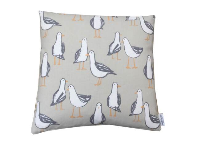 Seagull Coastal Linen Pillow Cover Taupe Beach House Decor - image 1