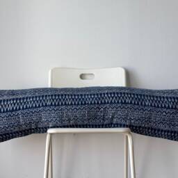 Hmong Lumbar Pillow Cover Indigo Batik, Embroidered Hemp - 14x48 - thumbnail 3