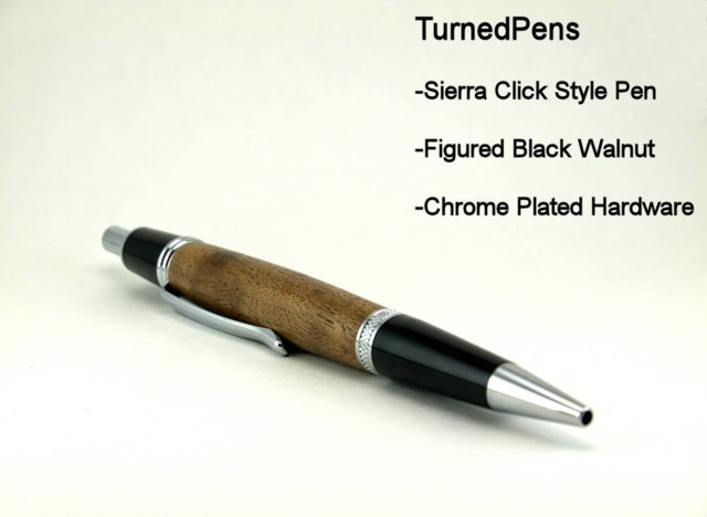 Sierra Style Click Pen With Chrome Plated Hardware & Made Figured Black Walnut Wood - image 1