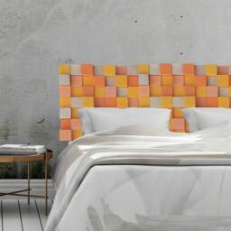 Custom Wood Headboard Modern Bedroom Decor, Orange & Gold Wall Art - thumbnail 2