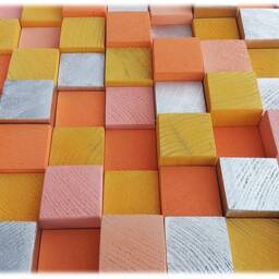 Custom Wood Headboard Modern Bedroom Decor, Orange & Gold Wall Art - thumbnail 3