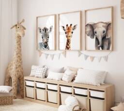 Safari Animal Nursery Prints Set Of 3 Jungle Wall Art Posters - thumbnail 1