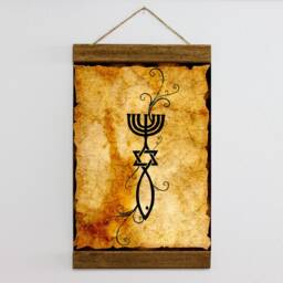 Symbol Of Messianic Judaism Talisman Amulet Wood Framed Canvas Print, Christian Jews Housewarming Gift Idea - thumbnail 3