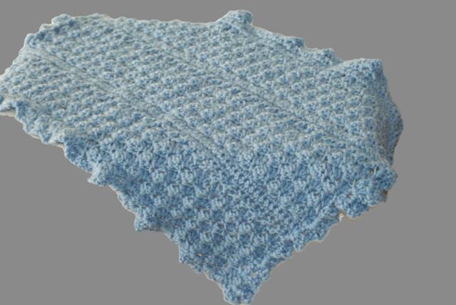 Crochet Baby Afghan, Country Blue, Handmade Crib Blanket - image 1