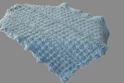 Crochet Baby Afghan, Country Blue, Handmade Crib Blanket - thumbnail 1