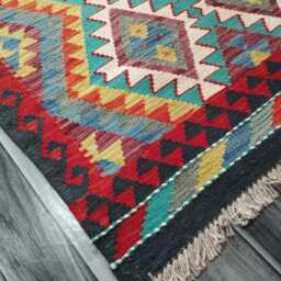 Classic Rug, Handmade Artisan Afghan Turkish Scandinavian Navajo Bohemian Wool Flatweave Multicolour Kilim Rug 150x101 cm - thumbnail 2