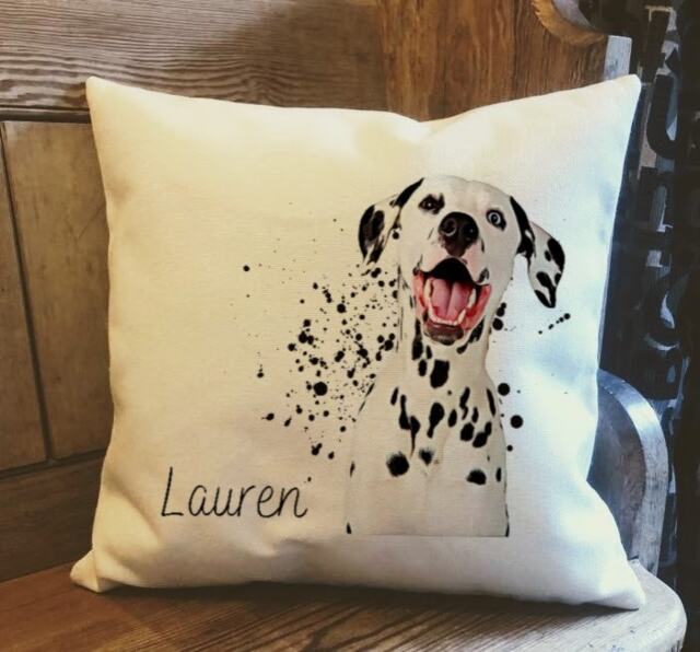 Personalised Dalmatian Dog Country Canvas Cushion - Customised Owner & Lover Linen Puppy Cover With Inner Filler - image 1